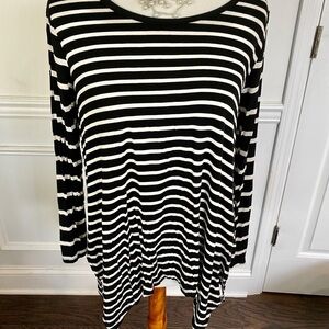 Meraki by Anthro, Black White Striped Tunic Top